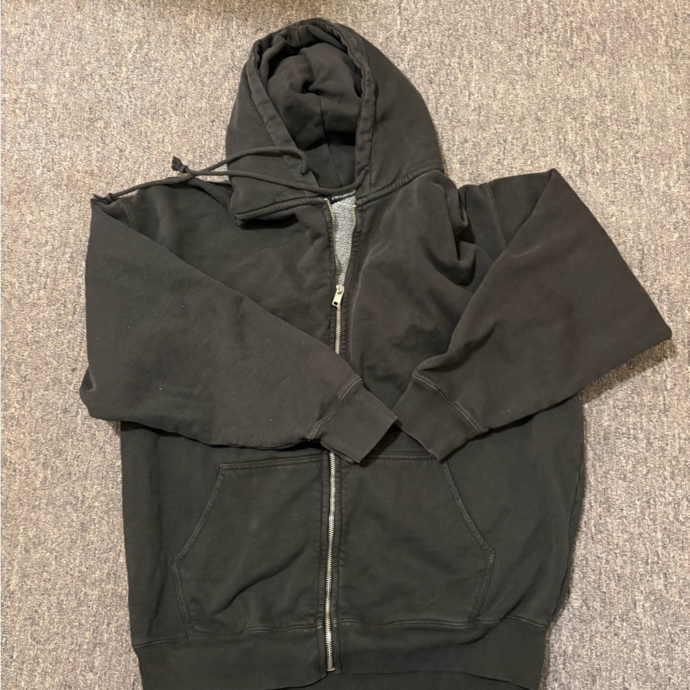 Brandy Melville Christy Black Full-Zip Hooded Sweater